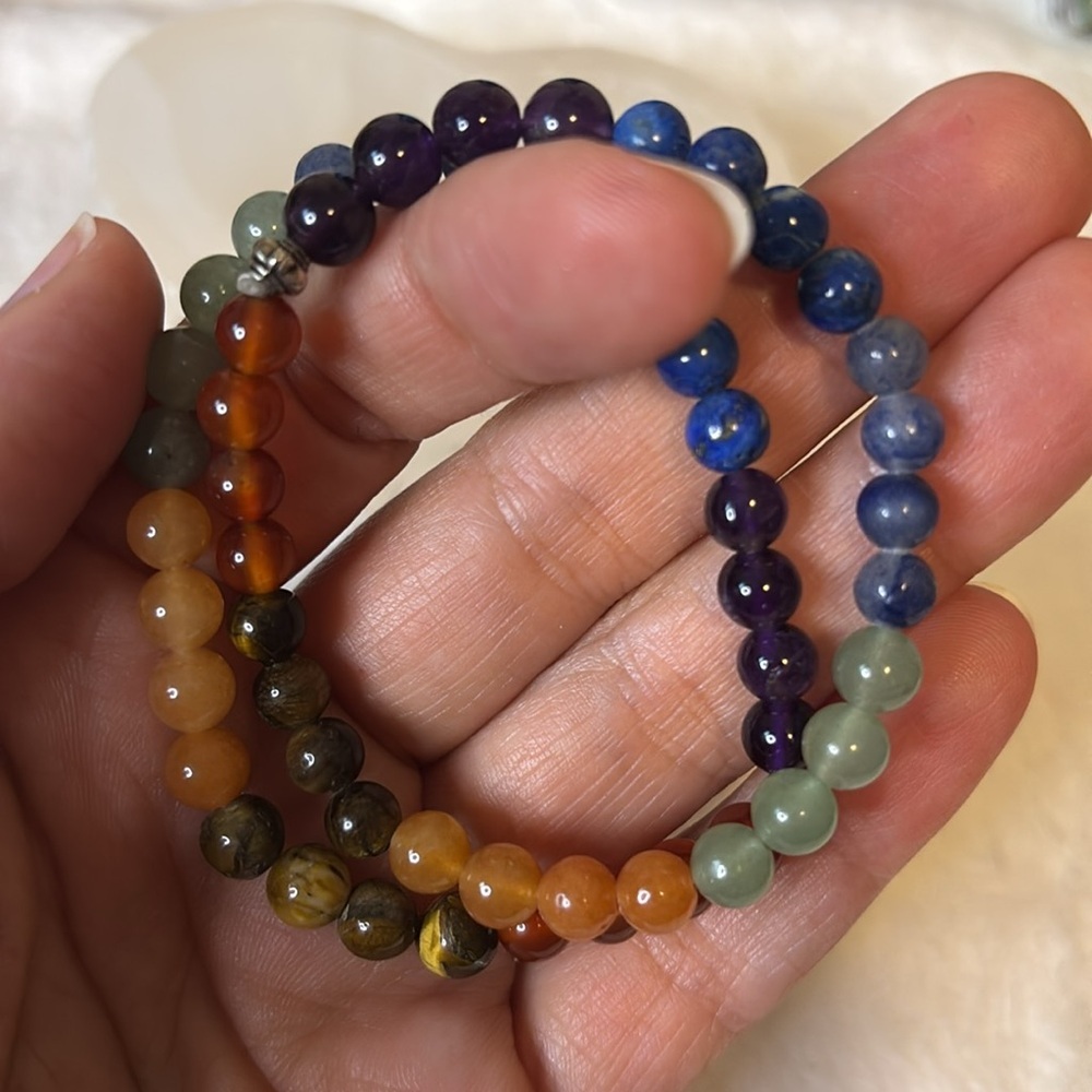 Natural 7 Chakra Gemstone Bracelet - Picture 3 of 3